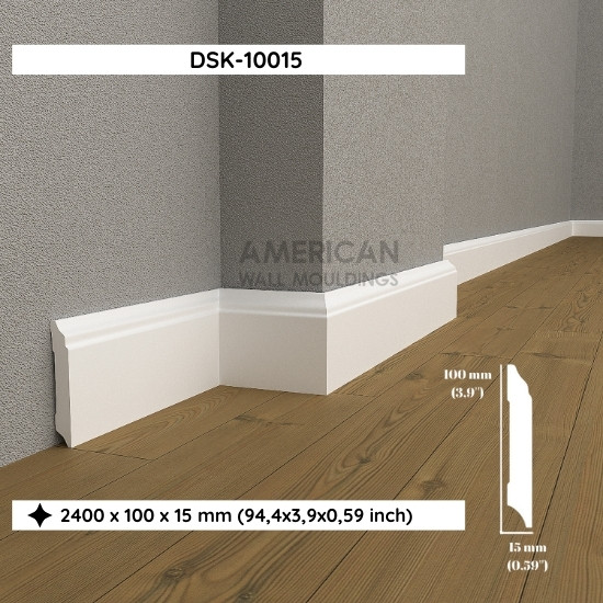 10cm White Base Moulding Skirting Board DSK-10015