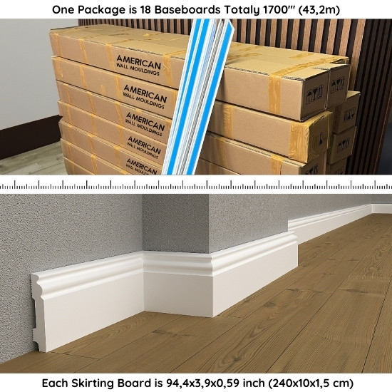 10cm White Waterproof Baseboard Molding DSK-10018