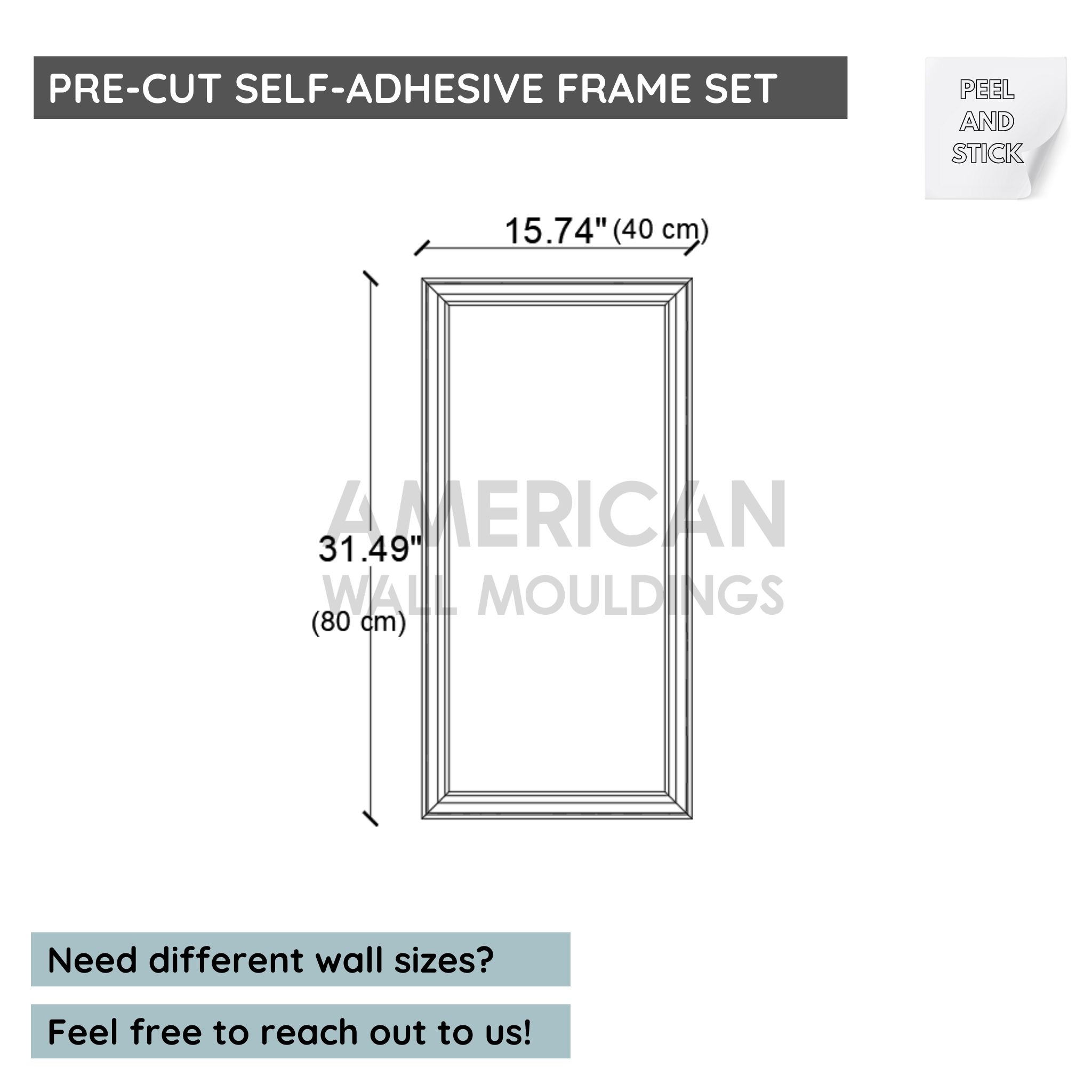 Easy-to-Install Wainscoting Kit Peel Stick Half Wall Frame Set CST-015
