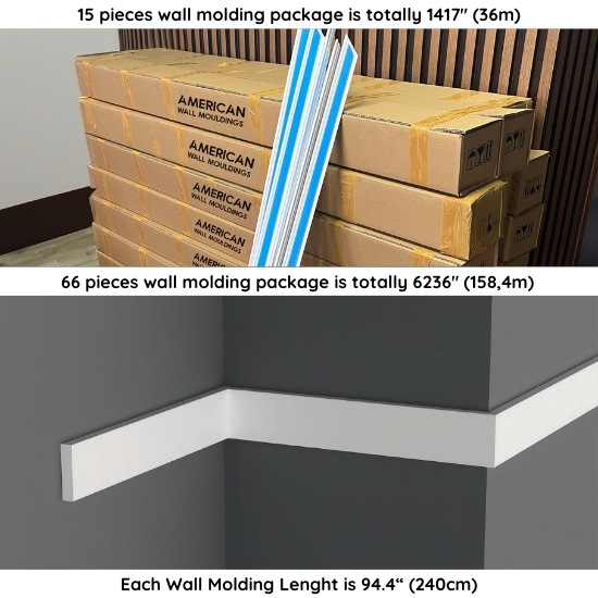 Paintable Wall Trim 1.5" | Easy-to-Install Wall Molding ABC-4008