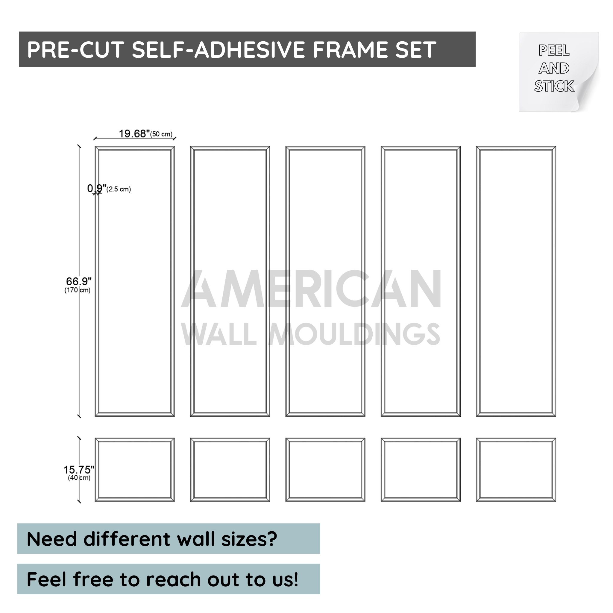 Ready-to-Use Wall Trim Set Paintable Wainscoting Panels CST-003